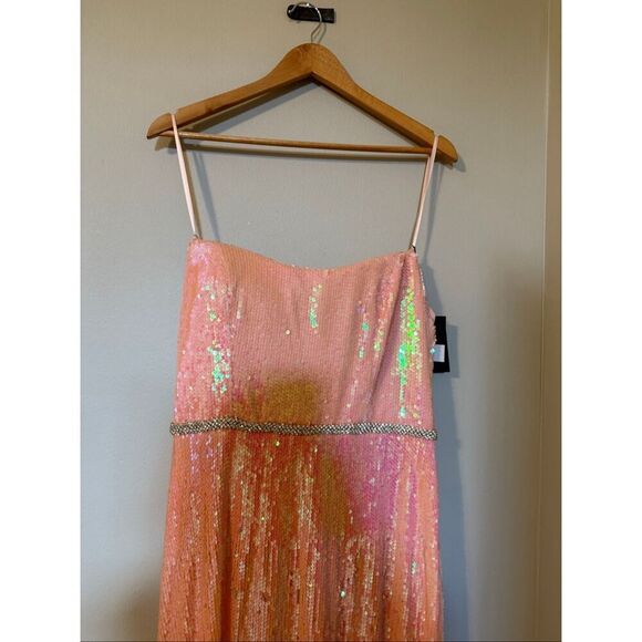 Ieena Mac Duggal Size 12 Strapless Sequin Formal Gown Coral Pink Sparkle NWT - Picture 7 of 16